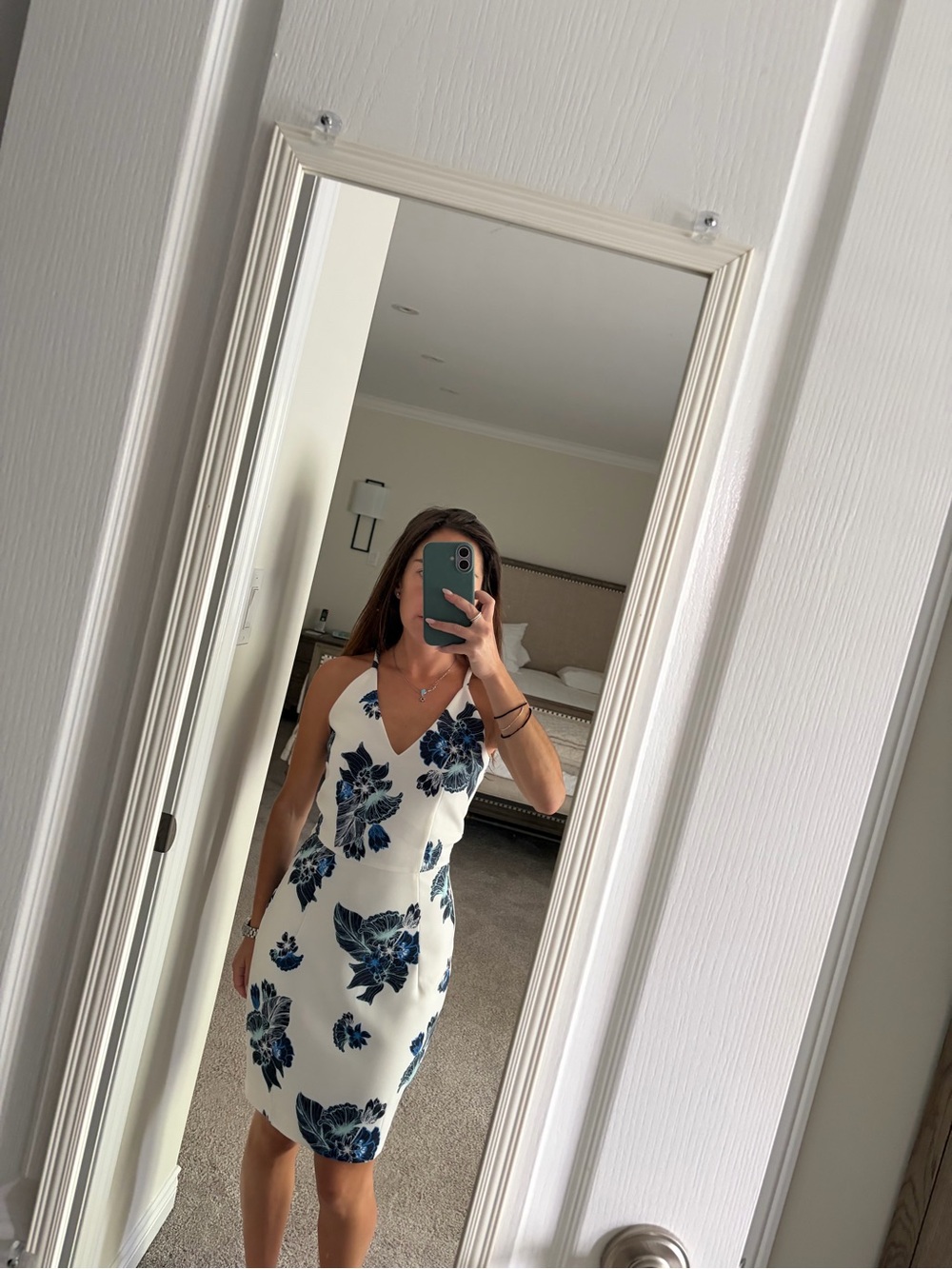 H&M White V-Neck Floral Dress